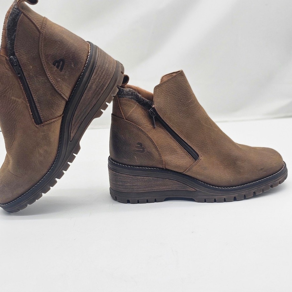 Bullboxer Dorian Ankle Boots Womens 11M Brown Leather Wedge Zip 7791613